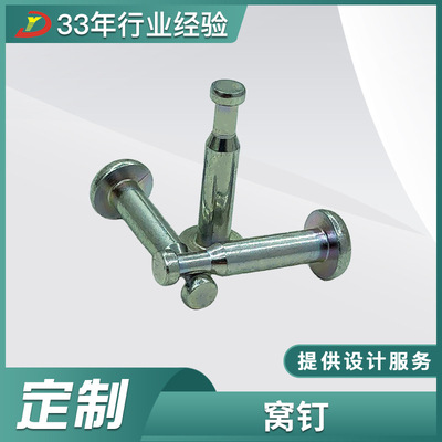 供應(yīng)鐵制鍛造長釘雙圓頭無螺紋窩釘機(jī)械雙面撞實(shí)心長帽釘批發(fā)